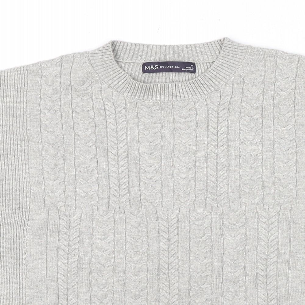 Marks and Spencer Womens Grey Round Neck Viscose Pullover Jumper Size M