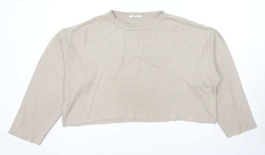 Zara Womens Beige Polyester Pullover Sweatshirt Size M Pullover
