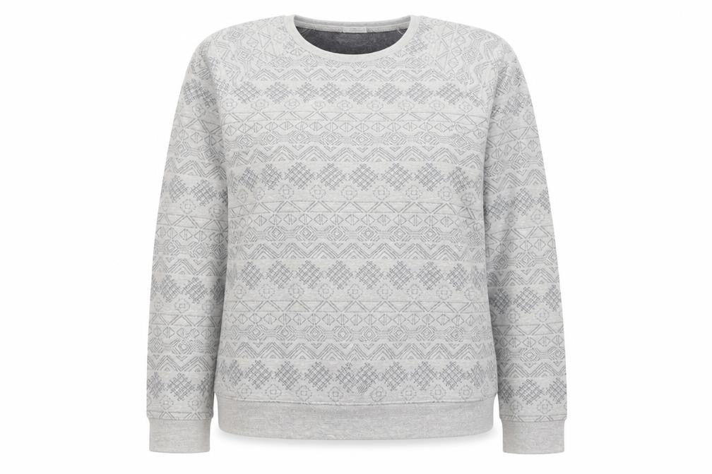 New Look Womens Grey Geometric Cotton Pullover Sweatshirt Size 14 Pullover