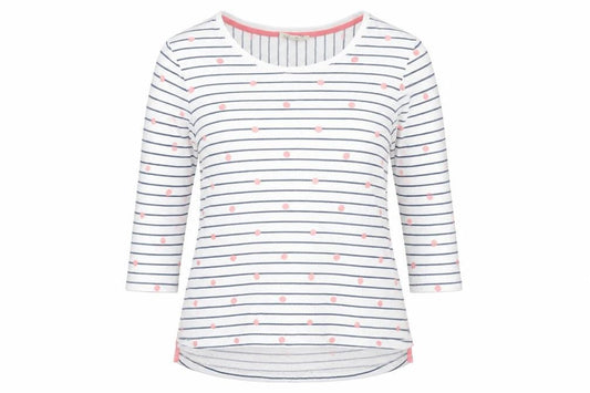 Cambridge Womens White Striped Cotton Jersey T-Shirt Size S Scoop Neck - Polka Dot