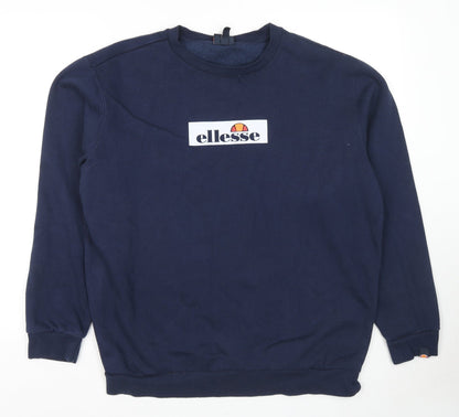 Additional front view of Ellesse women’s blue cotton pullover sweatshirt, size XL, pullover