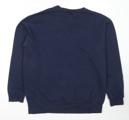 Back view of Ellesse women’s blue cotton pullover sweatshirt, size XL, pullover