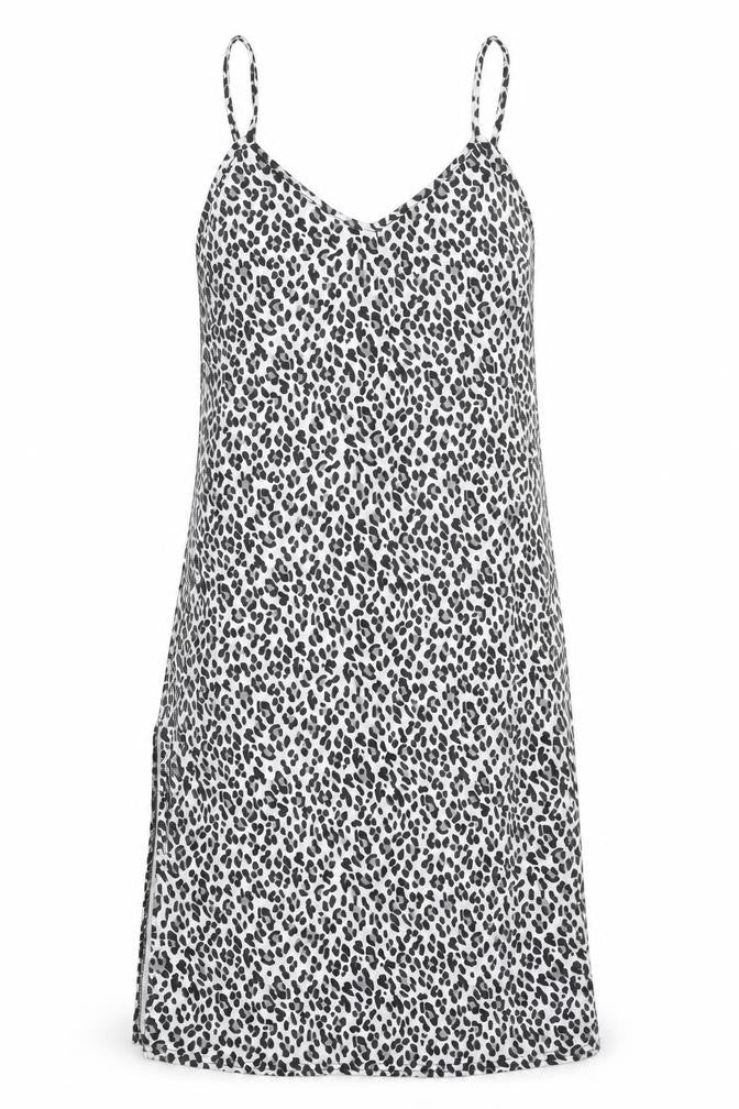 Boohoo Womens Multicoloured Animal Print Cotton Tank Dress Size 10 V-Neck Pullover - Side Slit(s)