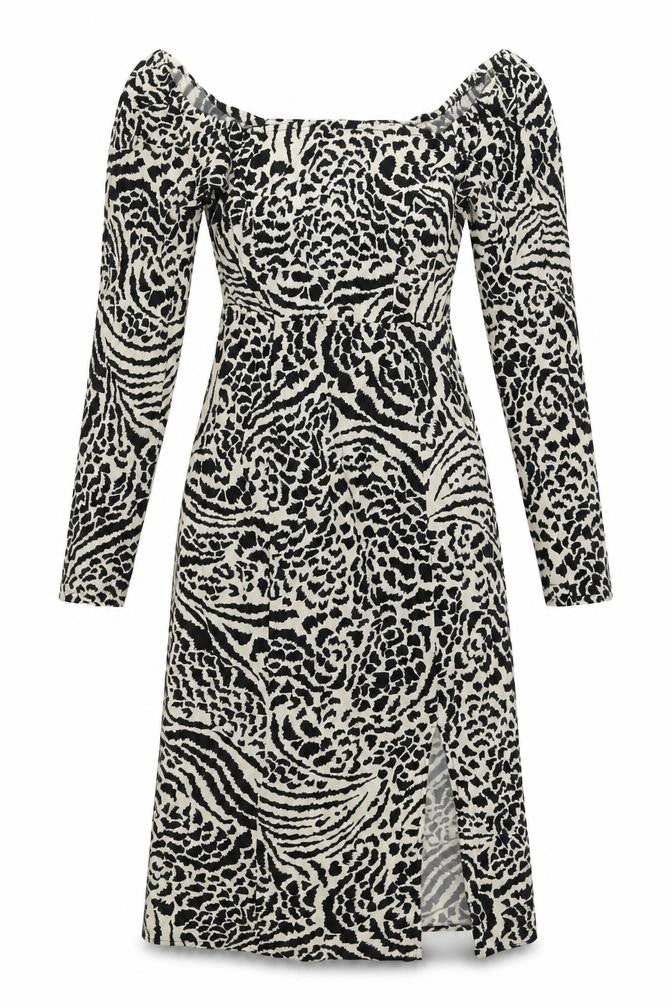 Miss Selfridge Womens Black Viscose A-Line Size 4 Off the Shoulder Pullover - Side Slit(s)