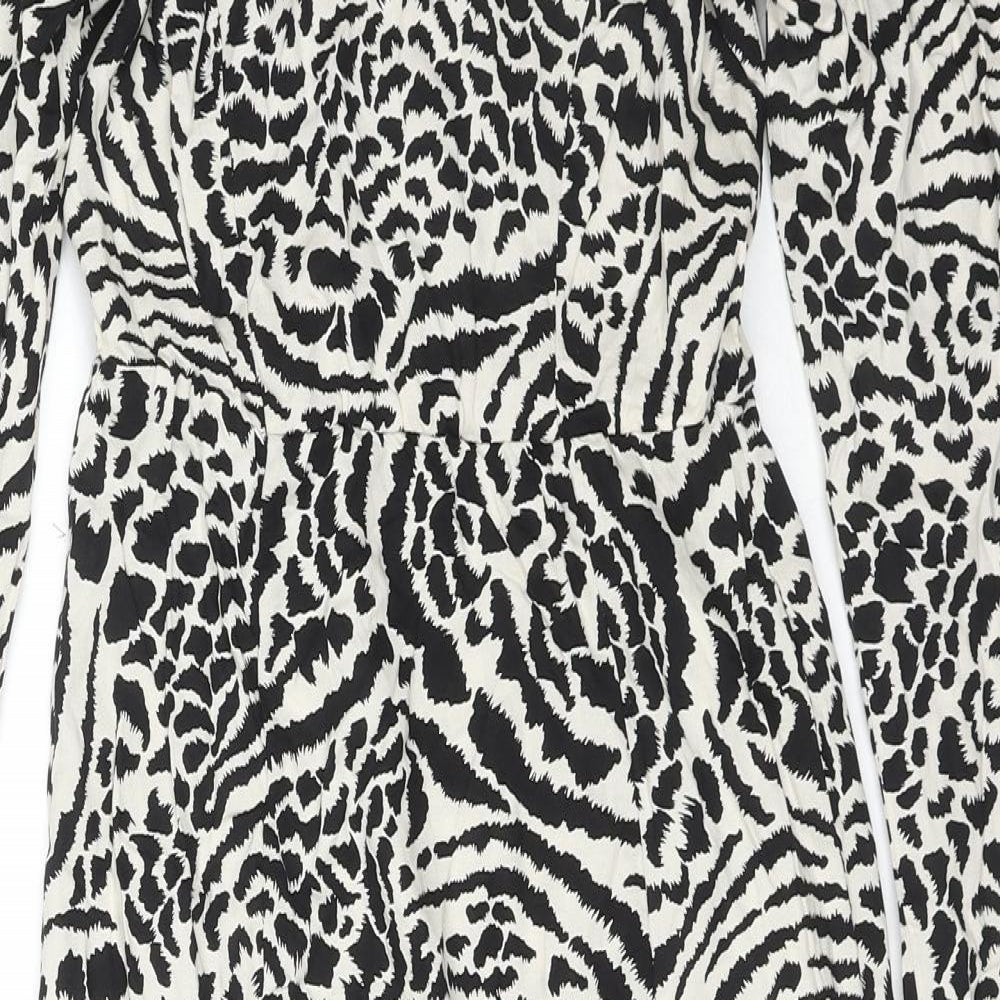Miss Selfridge Womens Black Viscose A-Line Size 4 Off the Shoulder Pullover - Side Slit(s)