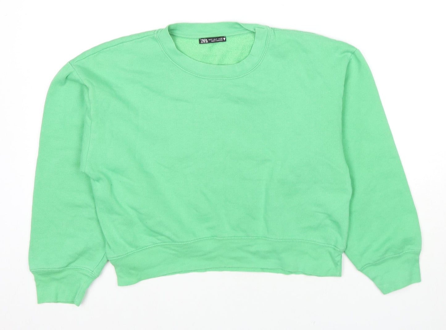 Zara Womens Green Cotton Pullover Hoodie Size S Pullover