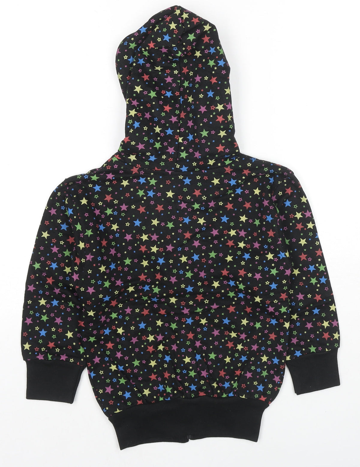 Bubble Girls Black Geometric Cotton Full Zip Hoodie Size 4 Years Zip - Stars