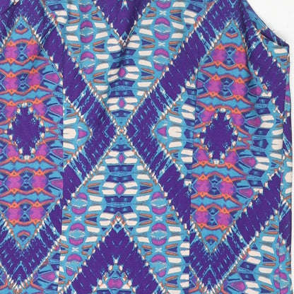 New Look Womens Multicoloured Geometric Polyester Basic Tank Size 12 Square Neck