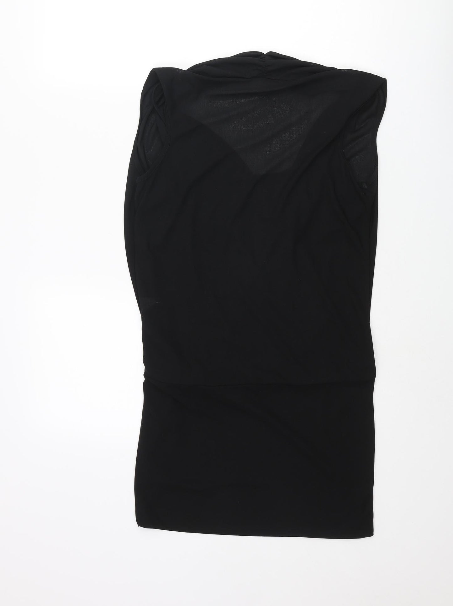 River Island Womens Black Polyester Tunic Blouse Size 10 V-Neck - Layered Wrap Style
