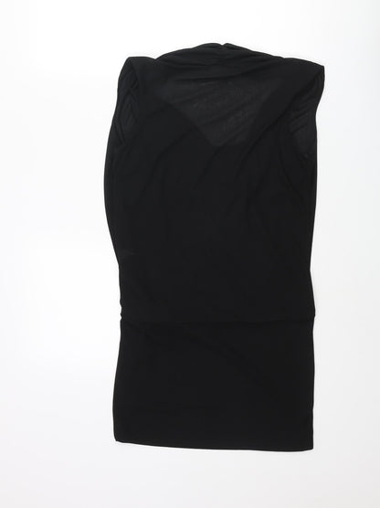 River Island Womens Black Polyester Tunic Blouse Size 10 V-Neck - Layered Wrap Style