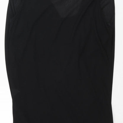 River Island Womens Black Polyester Tunic Blouse Size 10 V-Neck - Layered Wrap Style