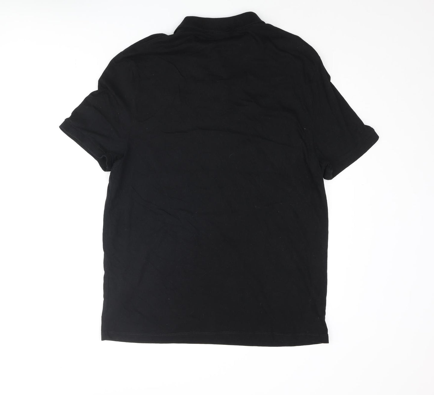 ASOS Mens Black Cotton Polo Size L Collared Button
