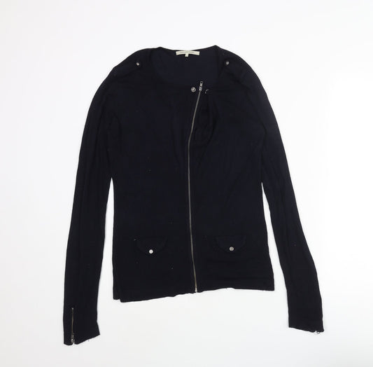 Gerard Darel Womens Blue Round Neck Viscose Full Zip Jumper Size 6
