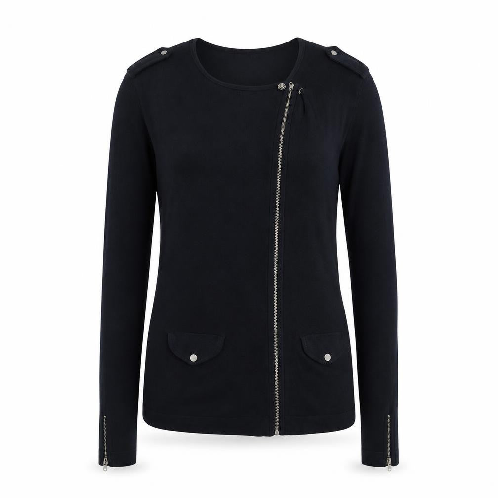 Gerard Darel Womens Blue Round Neck Viscose Full Zip Jumper Size 6
