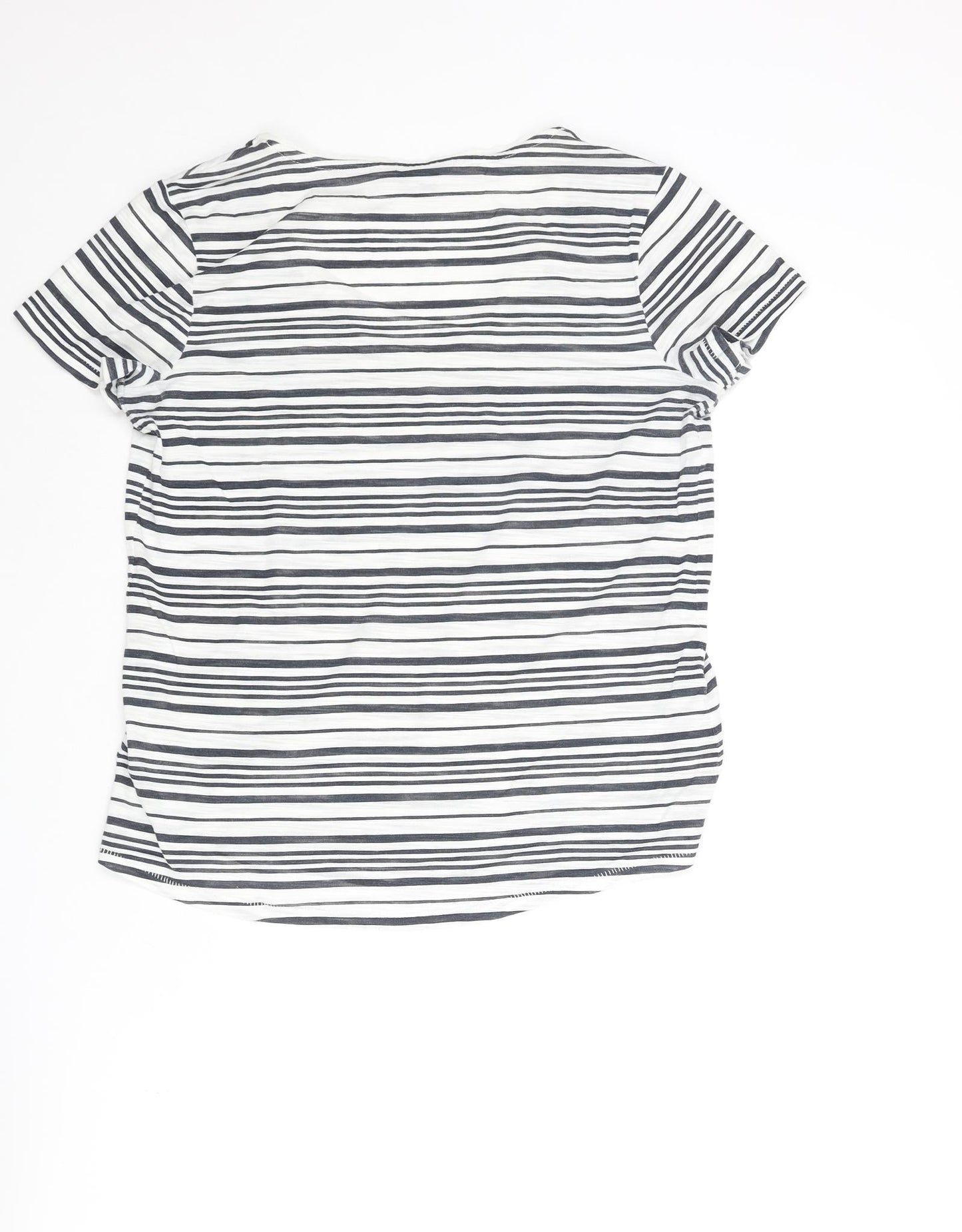 NEXT Womens White Striped Polyester Basic Blouse Size 12 V-Neck