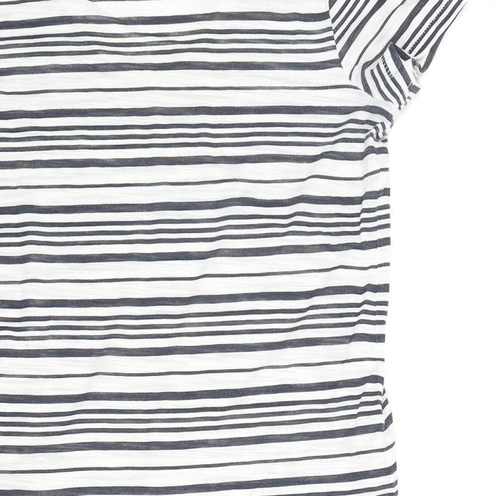 NEXT Womens White Striped Polyester Basic Blouse Size 12 V-Neck