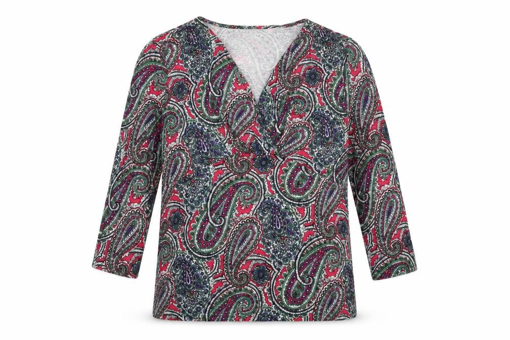 Tablots Womens Multicoloured Paisley Viscose Basic Blouse Size S V-Neck