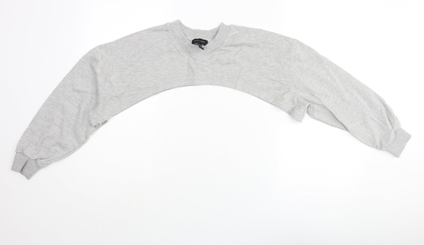 New Look Womens Grey Cotton Pullover Sweatshirt Size S Pullover - Cropped