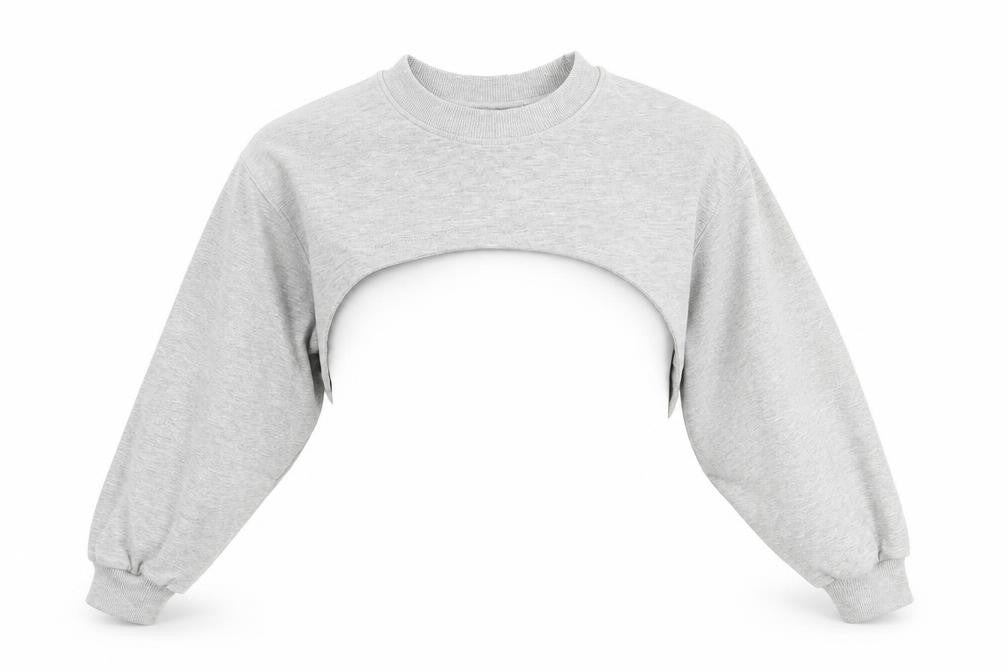 New Look Womens Grey Cotton Pullover Sweatshirt Size S Pullover - Cropped