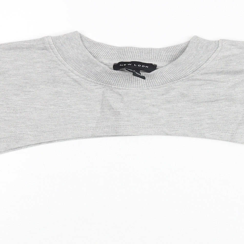New Look Womens Grey Cotton Pullover Sweatshirt Size S Pullover - Cropped