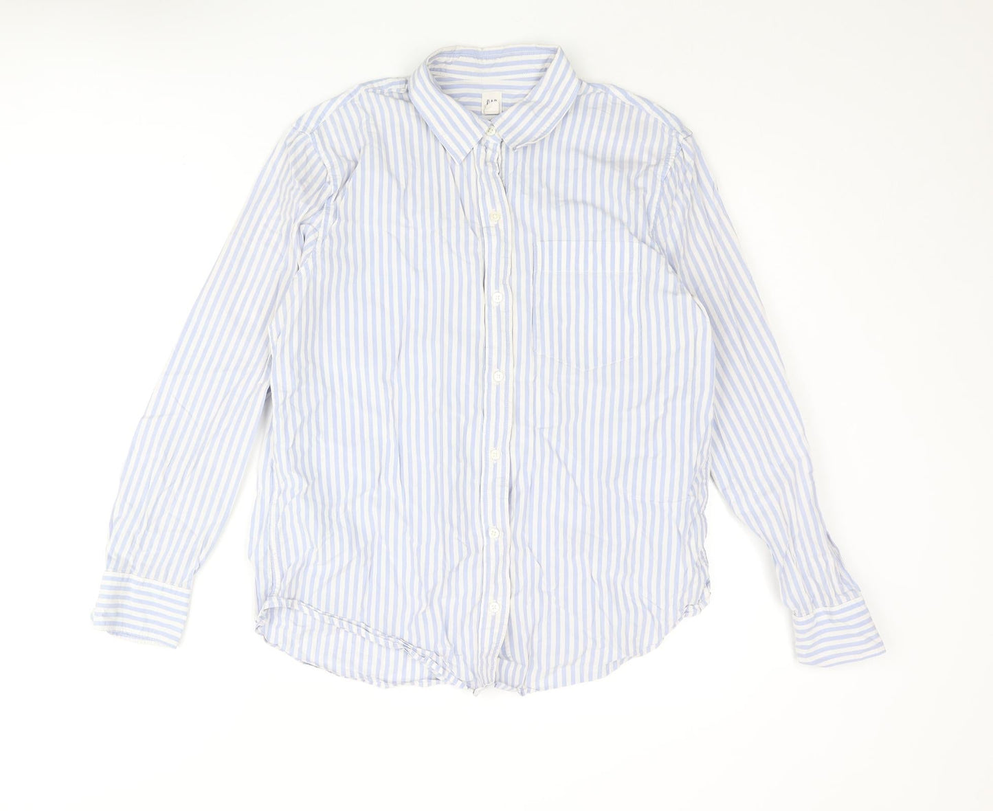 Gap Mens Blue Striped Cotton Button-Up Size M Collared Button