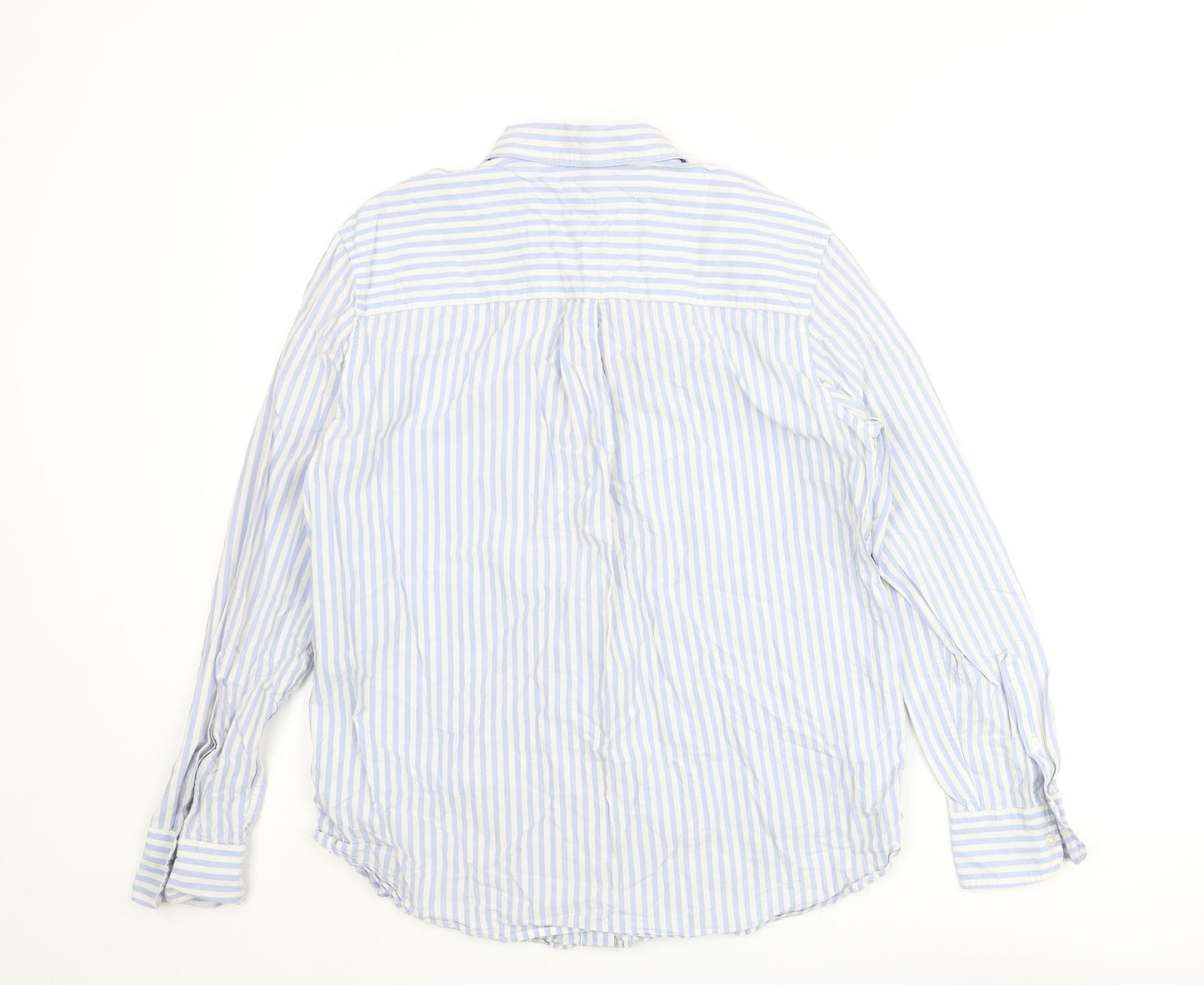 Gap Mens Blue Striped Cotton Button-Up Size M Collared Button
