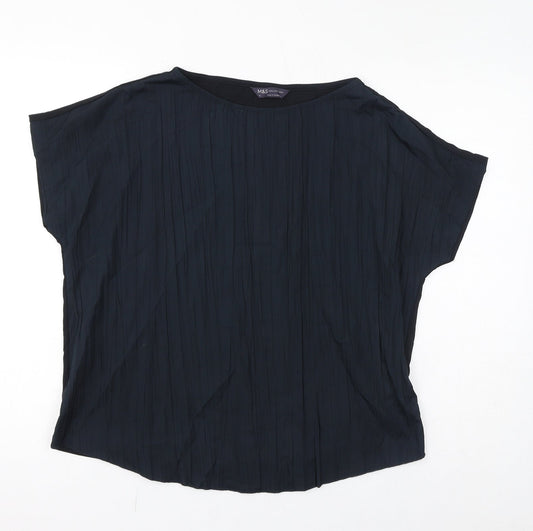 Marks and Spencer Womens Black Polyester Basic T-Shirt Size 12 Round Neck