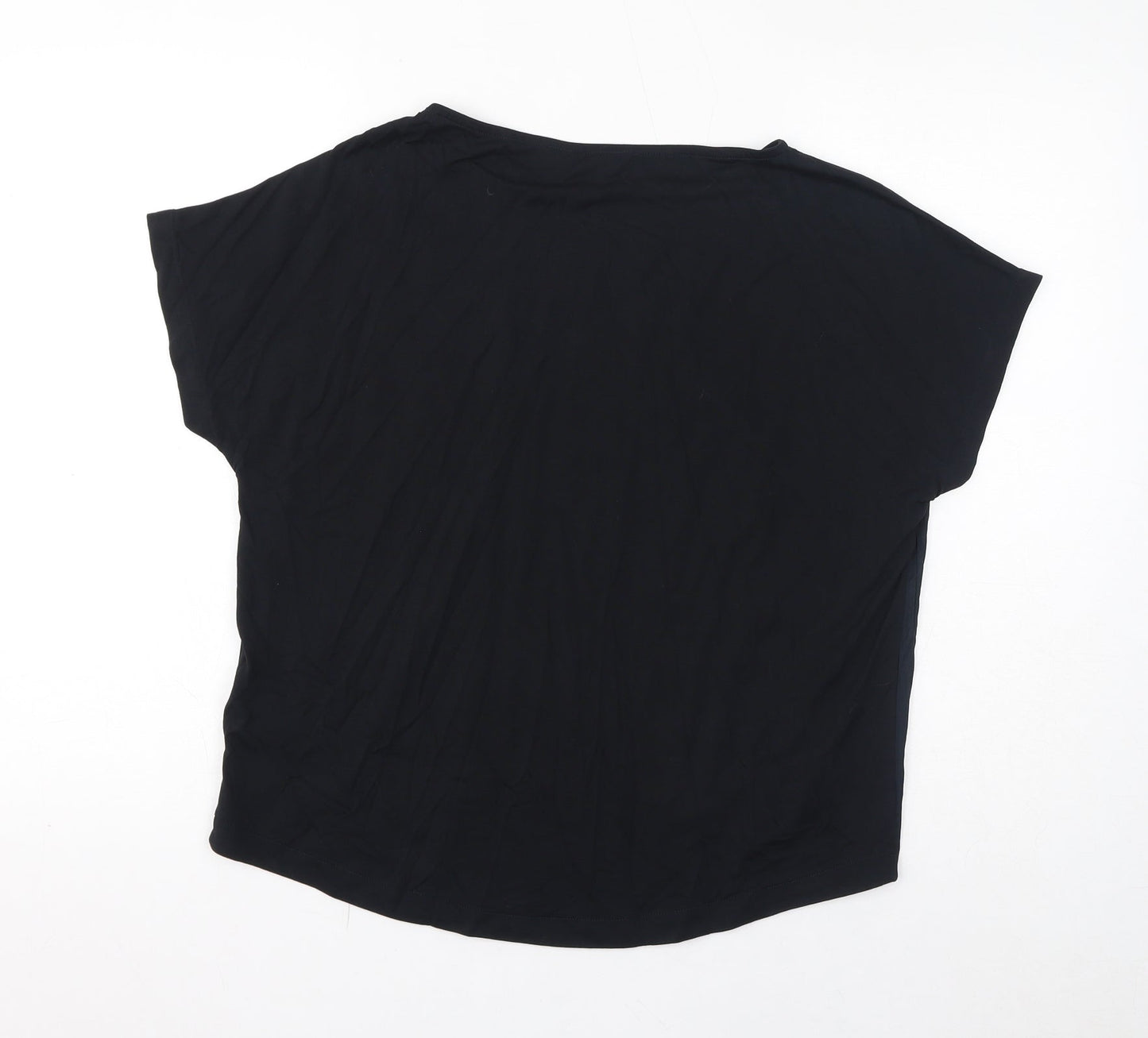 Marks and Spencer Womens Black Polyester Basic T-Shirt Size 12 Round Neck