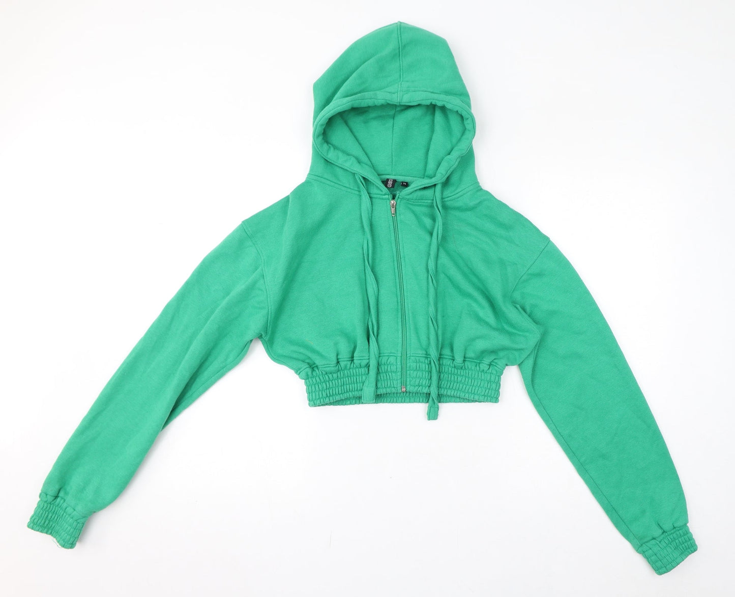 Ascend Womens Green Cotton Full Zip Hoodie Size 14 Pullover - Cropped