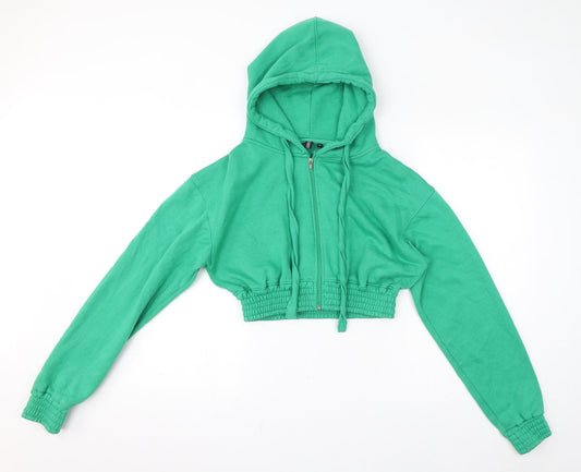 Ascend Womens Green Cotton Full Zip Hoodie Size 14 Pullover - Cropped