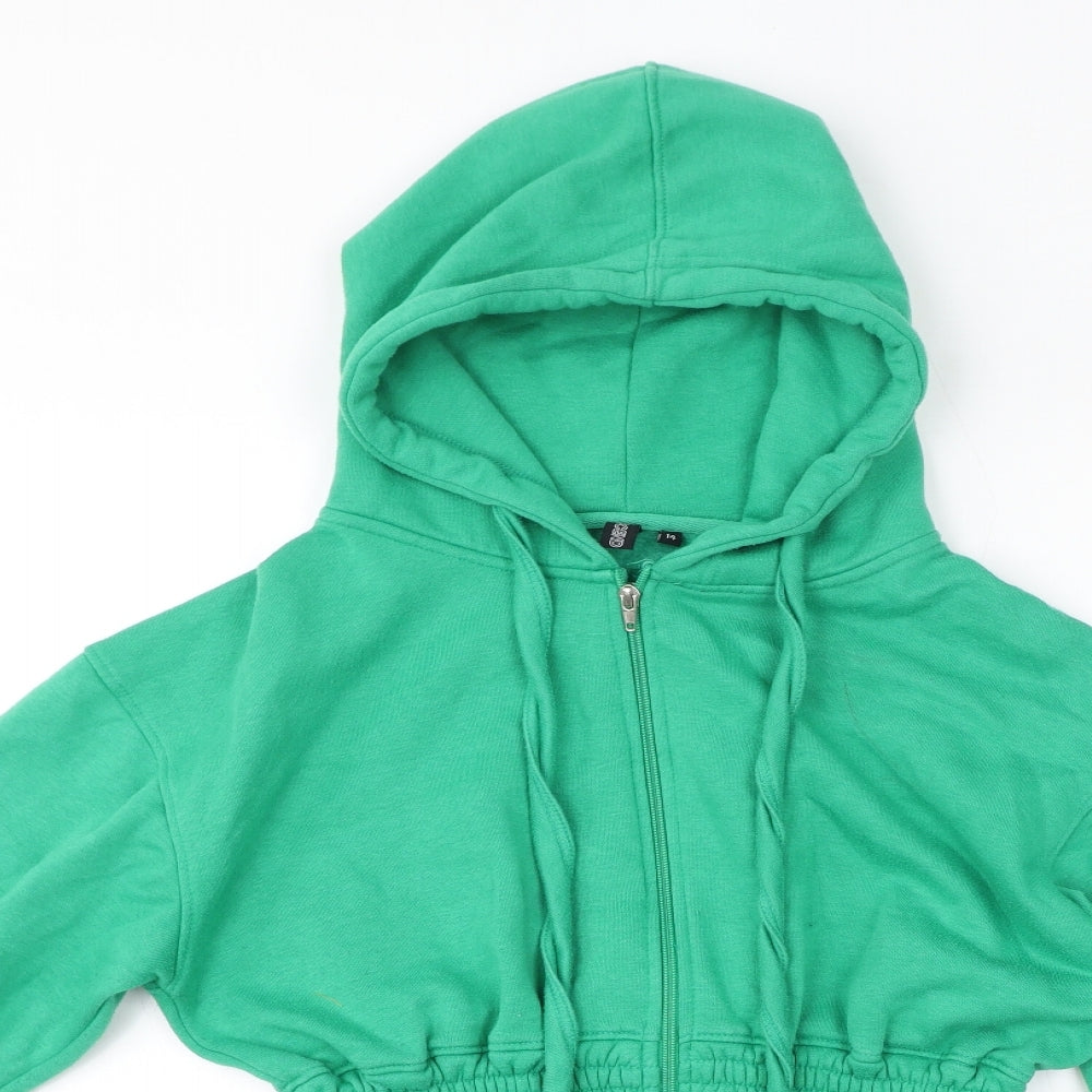 Ascend Womens Green Cotton Full Zip Hoodie Size 14 Pullover - Cropped