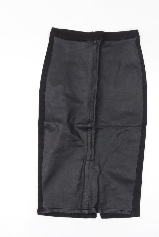 Topshop Womens Black Cotton Straight & Pencil Skirt Size 6 Zip
