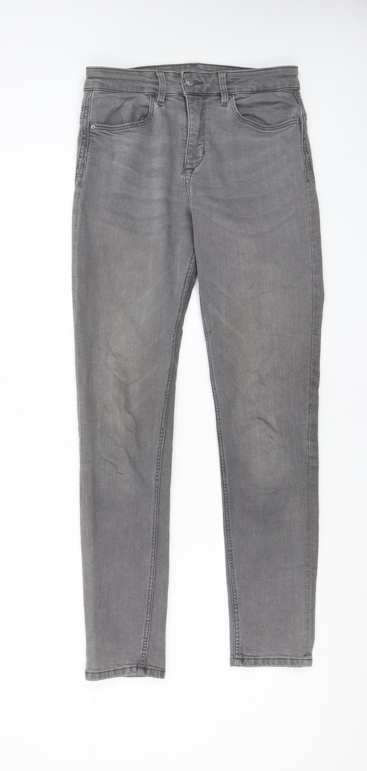 Divided by H&M Womens Grey Cotton Skinny Jeans Size 10 L28 in Regular Zip - Pockets