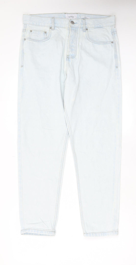 RESERVED Mens Blue Cotton Straight Jeans Size 32 in L28 in Regular Zip - Pockets
