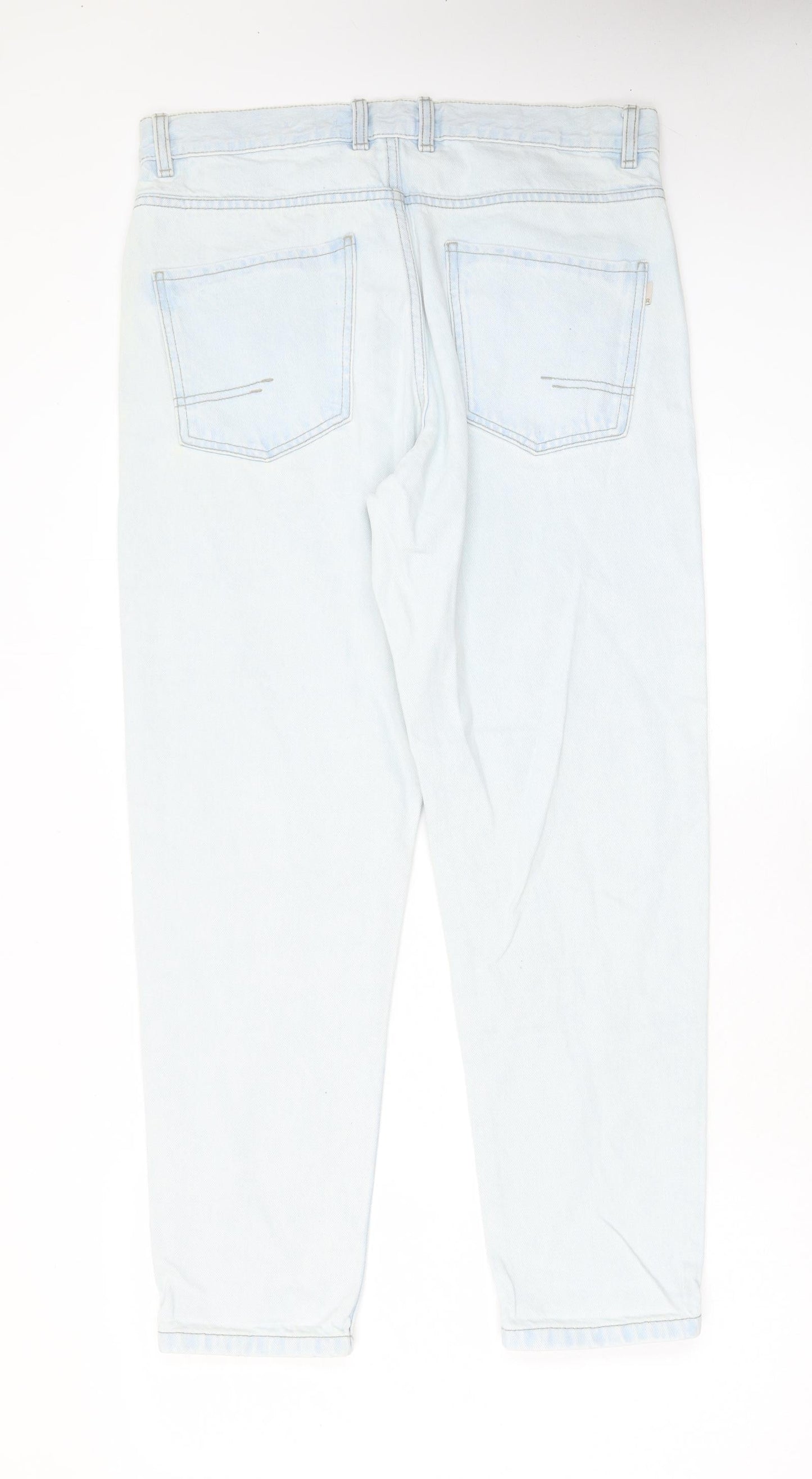 RESERVED Mens Blue Cotton Straight Jeans Size 32 in L28 in Regular Zip - Pockets