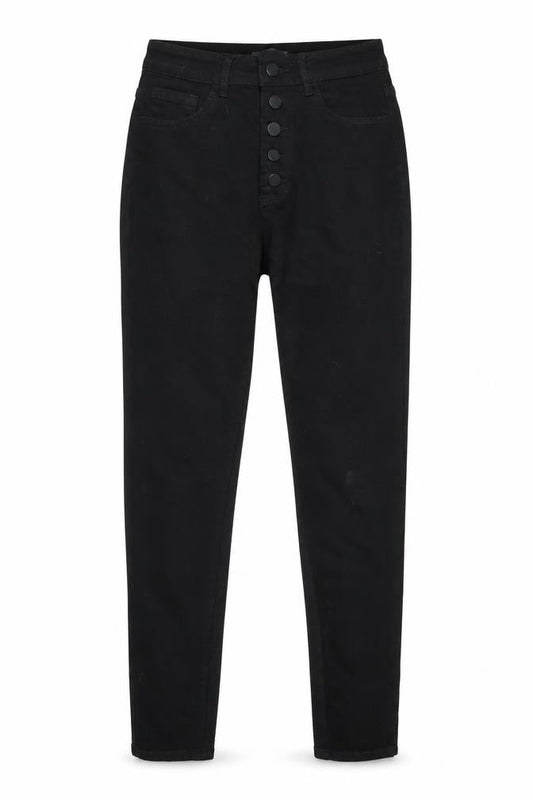 Aecupper Womens Black Cotton Skinny Jeans Size S L29 in Regular Button - Pockets, Belt Loops
