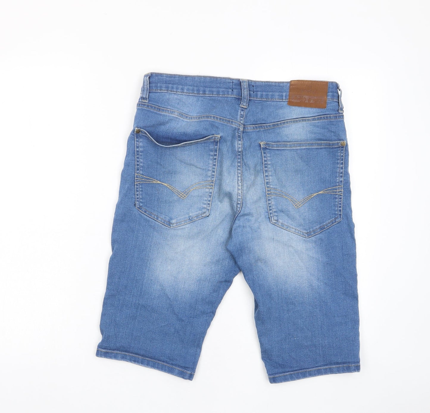 Life & Glory Mens Blue Cotton Bermuda Shorts Size 30 in L10 in Regular Button - Pockets, Belt Loops