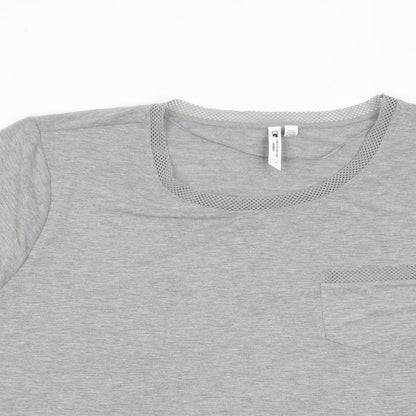 Cable & Gauge Womens Grey Polyester Basic T-Shirt Size XL Crew Neck - Crochet, Pocket