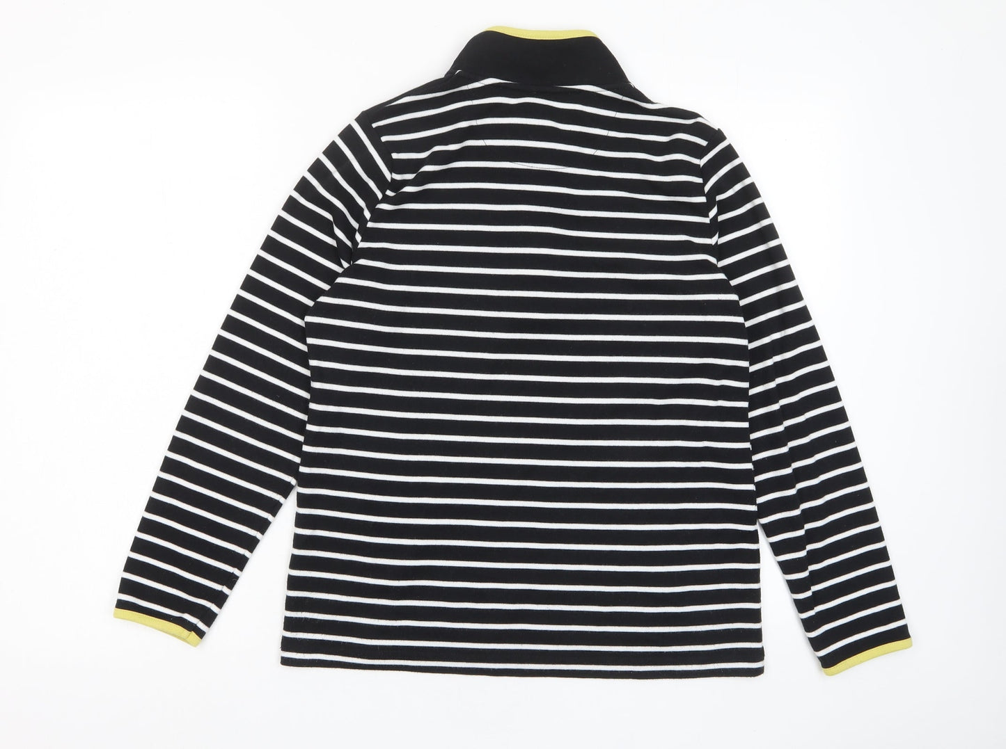 Bonmarché Womens Black Striped Polyester Pullover Sweatshirt Size S Button - Pockets