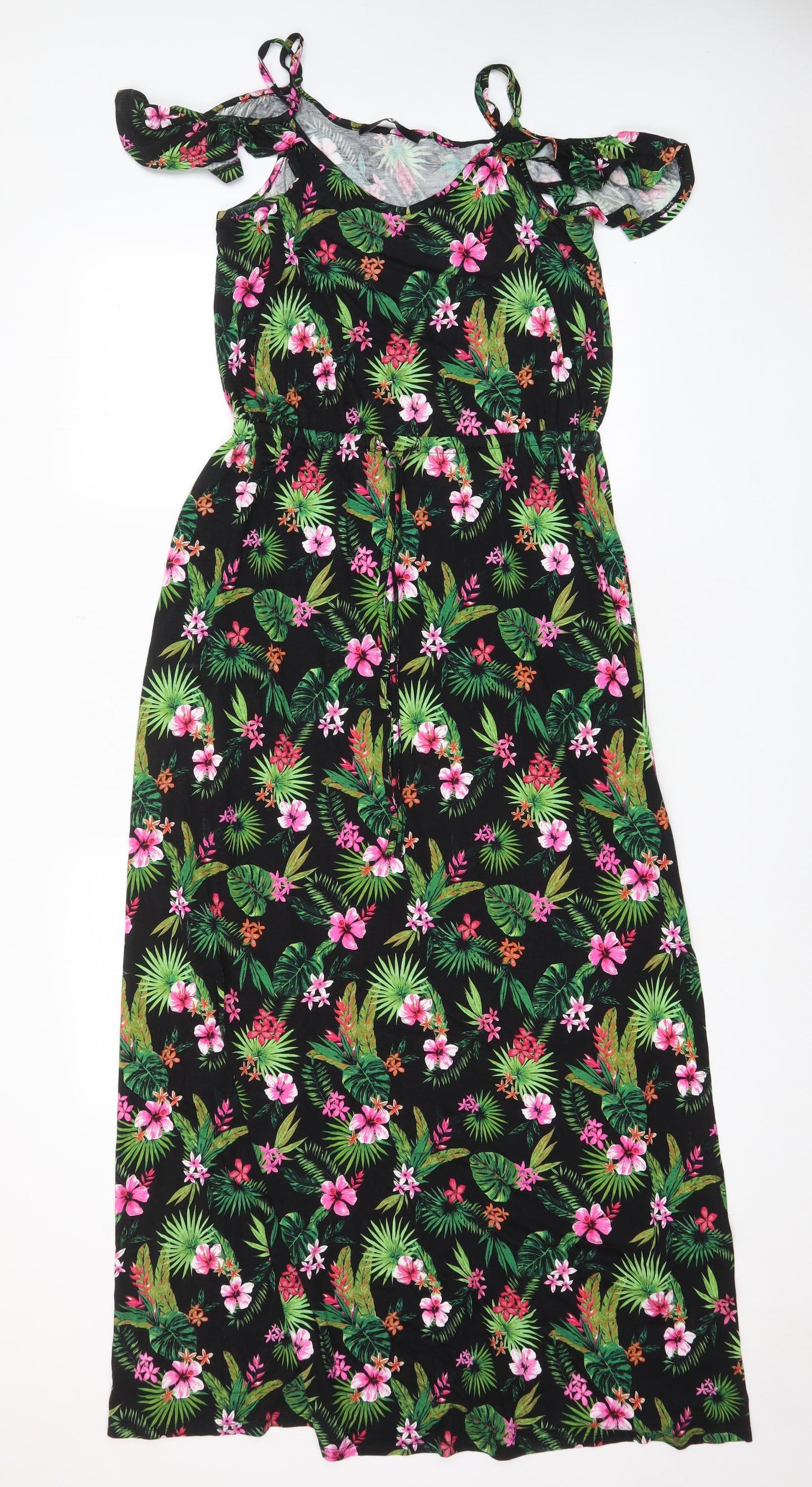 Very Womens Multicoloured Floral Viscose A-Line Size 14 Scoop Neck Pullover - Frill