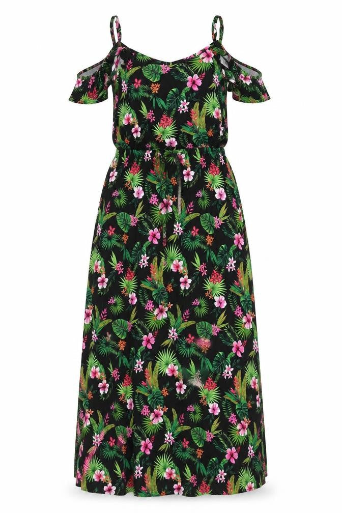 Very Womens Multicoloured Floral Viscose A-Line Size 14 Scoop Neck Pullover - Frill