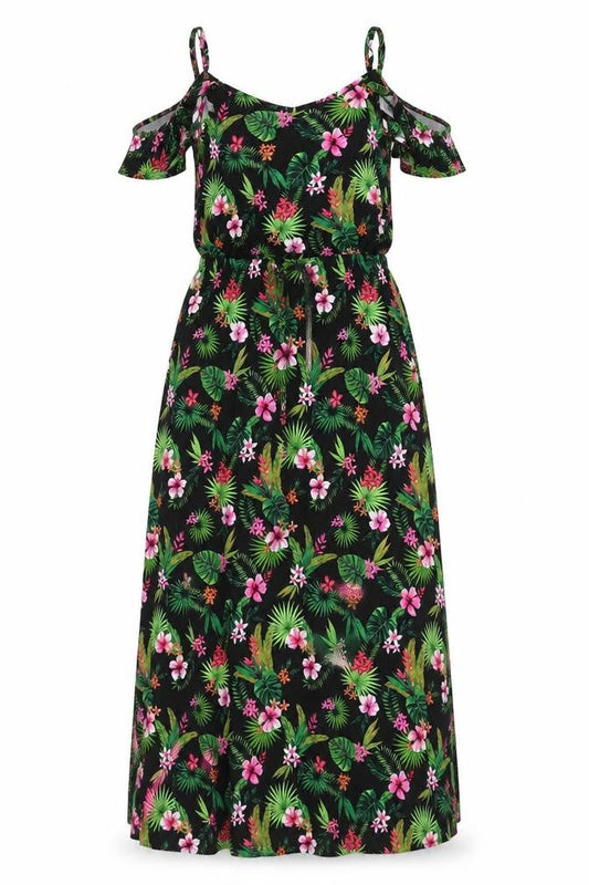 Very Womens Multicoloured Floral Viscose A-Line Size 14 Scoop Neck Pullover - Frill