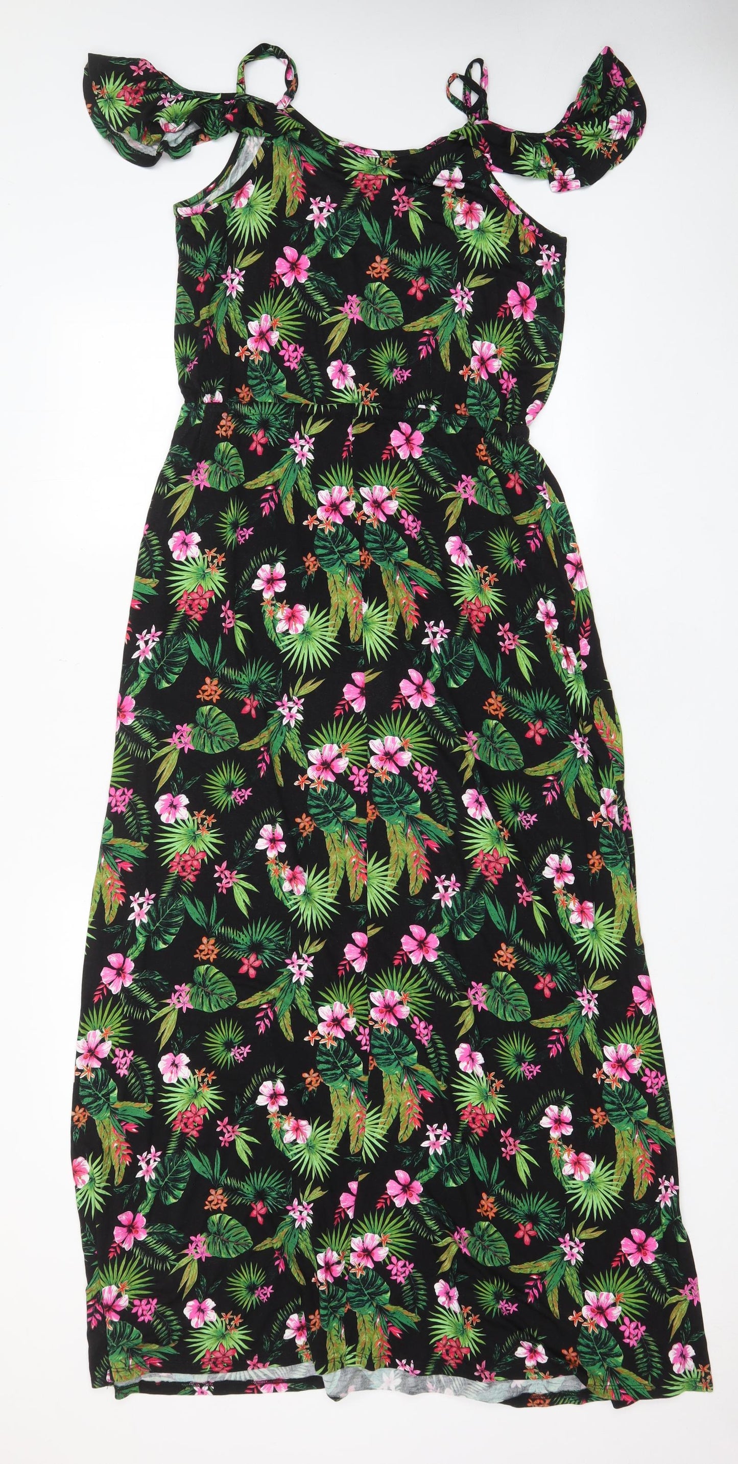 Very Womens Multicoloured Floral Viscose A-Line Size 14 Scoop Neck Pullover - Frill
