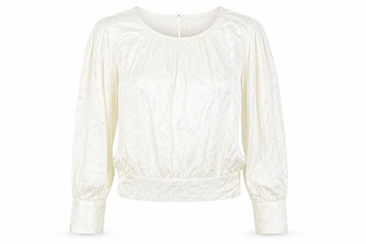 Marks and Spencer Womens Ivory Polka Dot Viscose Basic Blouse Size 6 Crew Neck - Tie Back