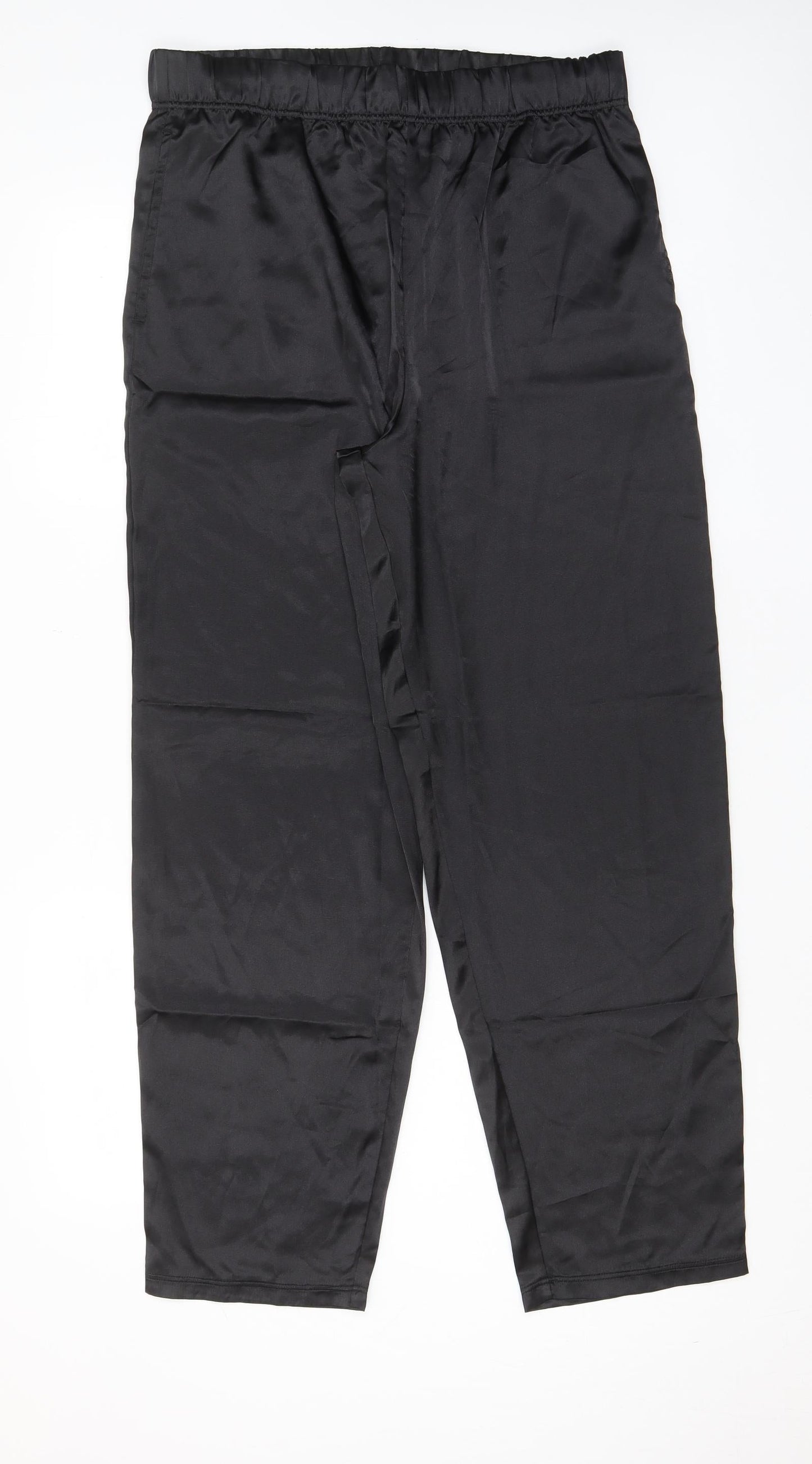 ASOS Womens Black Polyester Trousers Size L L30 in Regular Drawstring - Elasticated Waist