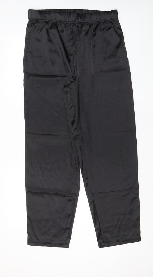 ASOS Womens Black Polyester Trousers Size L L30 in Regular Drawstring - Elasticated Waist