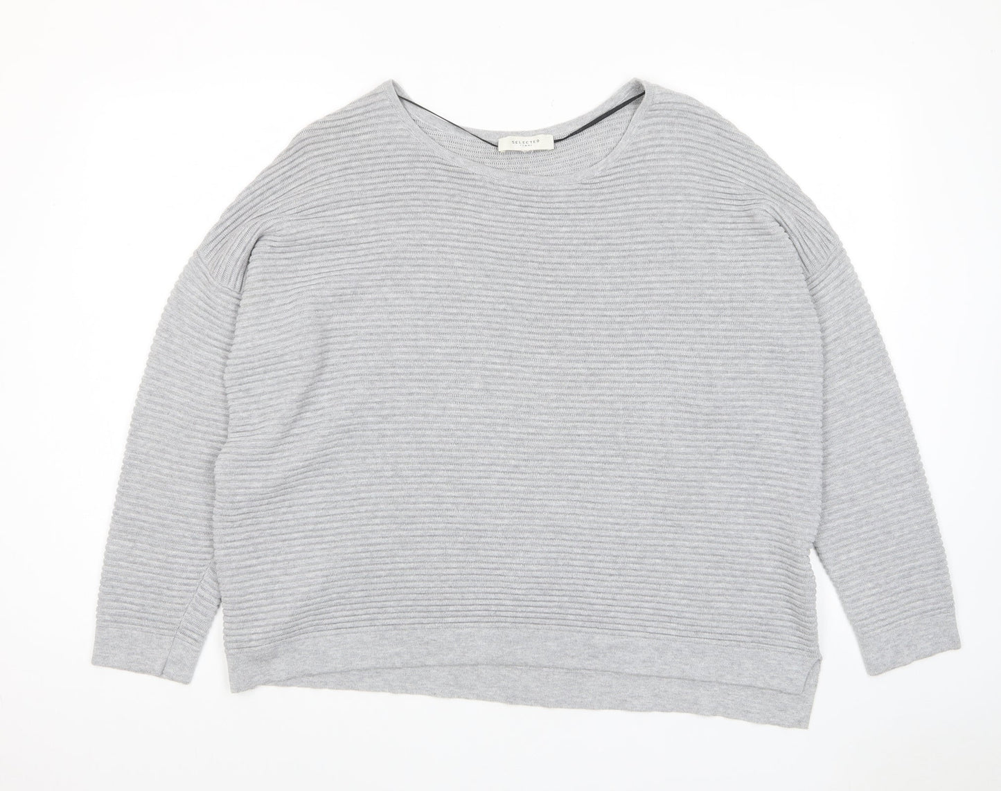 Selected Femme Womens Grey Crew Neck Cotton Pullover Jumper Size XL