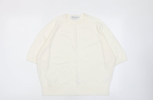 Berkertex Womens Ivory Crew Neck Acrylic Pullover Jumper Size 14