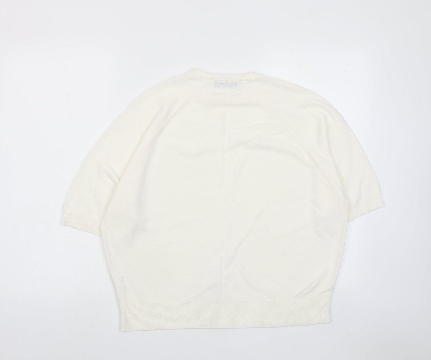 Berkertex Womens Ivory Crew Neck Acrylic Pullover Jumper Size 14