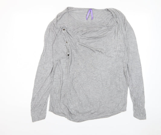 Simply Be Womens Grey Scoop Neck Viscose Pullover Jumper Size 16 - Buttons